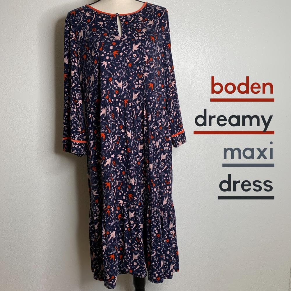 Boden Dreamy Sparrow Dress Size 16